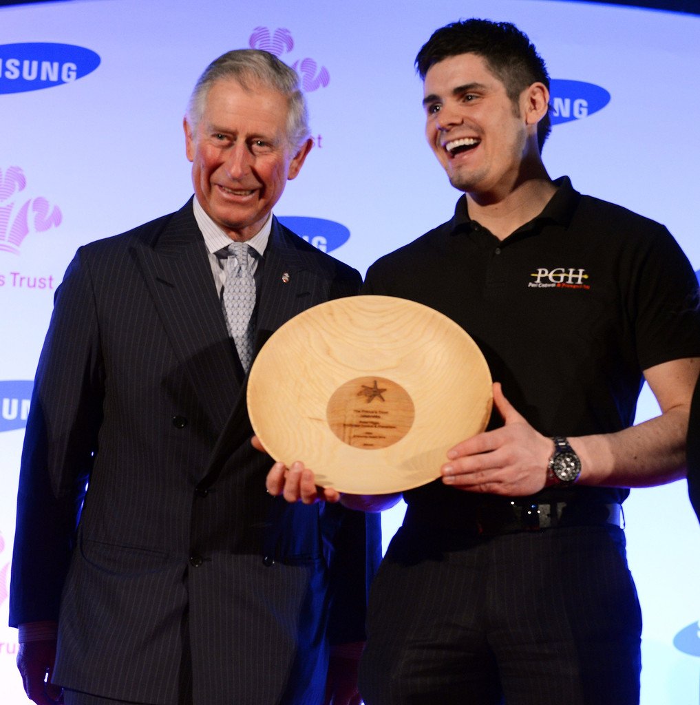 Thornemere's founder receiving the Prince's Trust Success Award — Gold from the then Prince of Wales, now His Majesty King Charles III